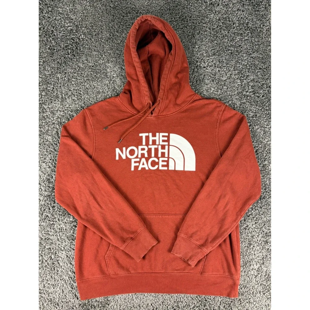 The North Face Mens Half Dome Logo Pullover Hoodie Rust Orange Large NF0A4M4B